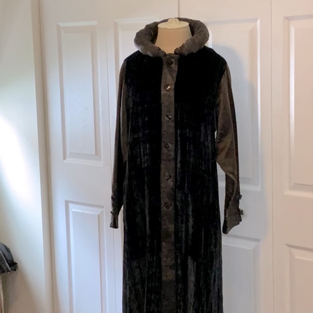 EXOTIC- M/L Black and Brown Velvet Maxi Dress w/ Matching Velvet Pants
